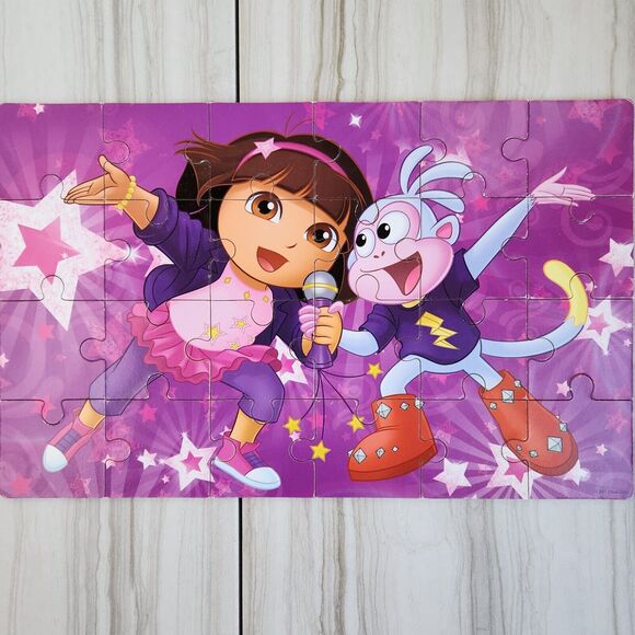 Dora the Explorer & Doc McStuffin's 4 in 1 Wood Puzzles w/ Wood Storage Box - Picture 2 of 8